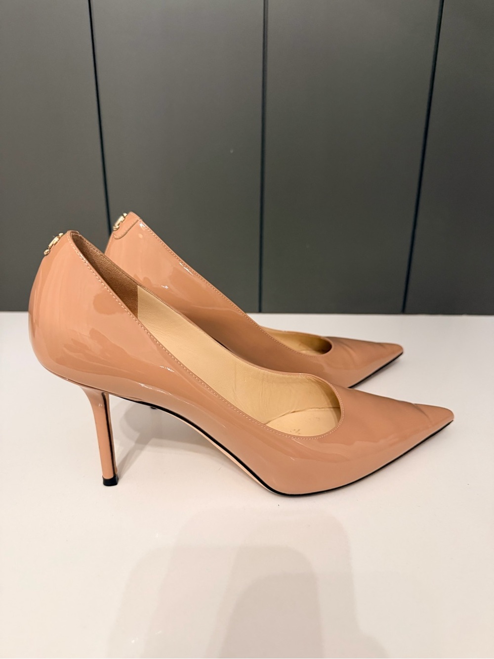 Jimmy Choo Nude Patent Pointed-Toe Stiletto Pumps